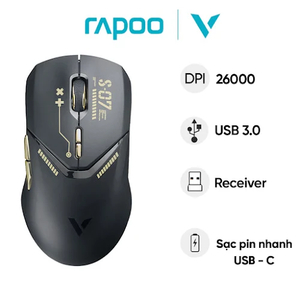 Chuột gaming 2 chế độ có dây/không dây Rapoo VT9Pro màu đen