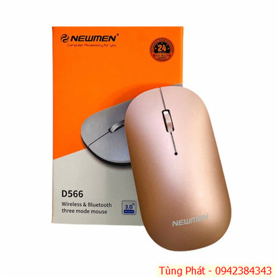 Chuột máy tính không dây Newmen D566 Hồng (Dual 2.4G + Bluetooth 3.0 & 5.0)