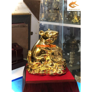 Chuột ngồi tiền dát vàng 24k quà tặng cho người tuổi tý