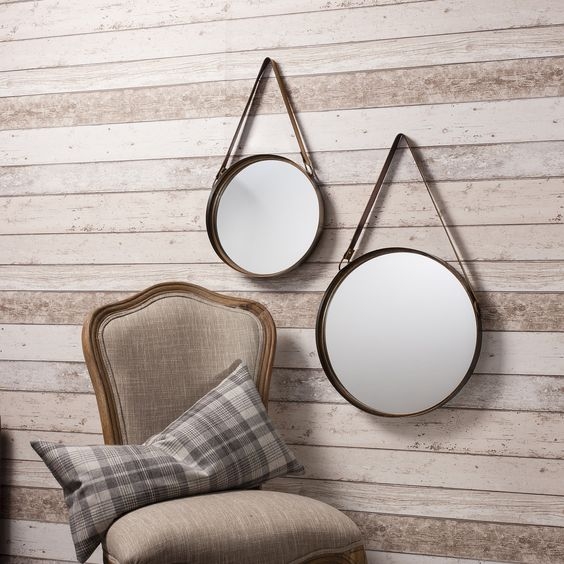 Circle mirror with leather rope - Gương tròn dây da