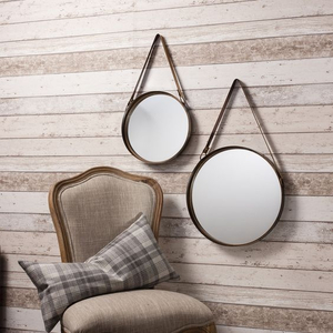Circle mirror with leather rope - Gương tròn dây da