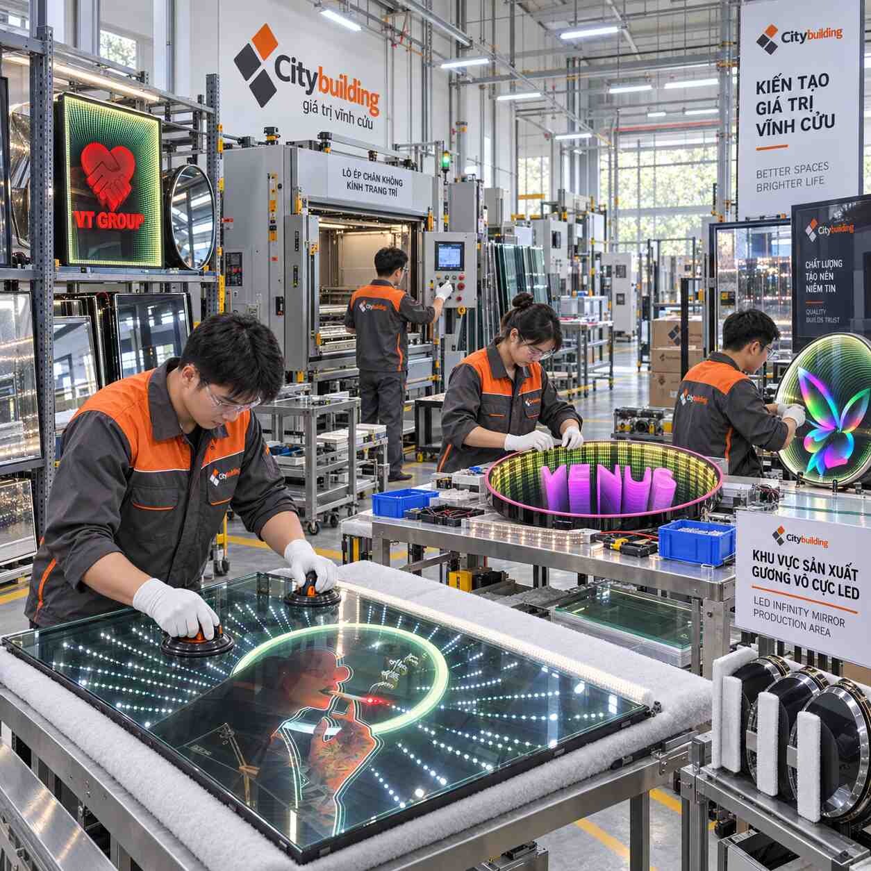 GƯƠNG VÔ CỰC LED CITYBUILDING – GIẢI PHÁP ÁNH SÁNG 3D SẢN XUẤT THEO YÊU CẦU