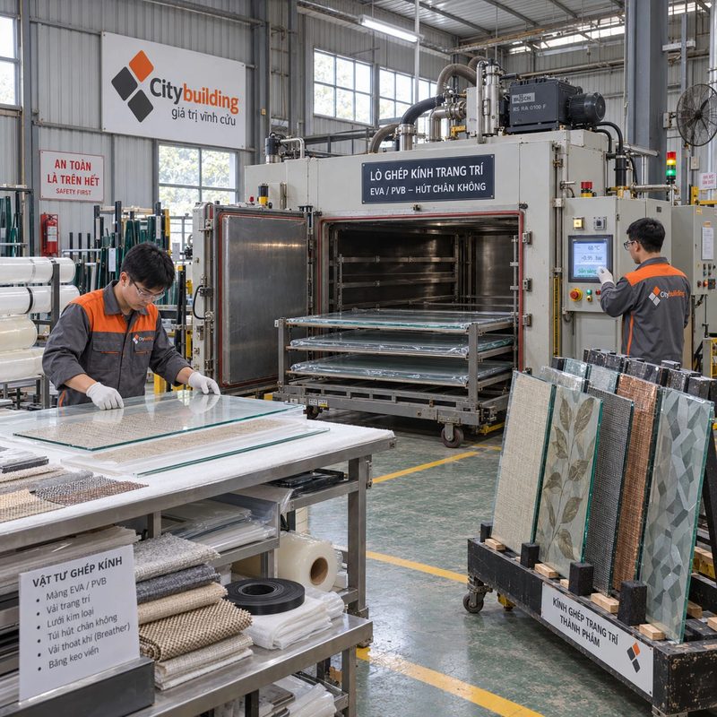 Sản xuất và báo giá kính ép lụa Hà Nội TP.HCM Citybuilding