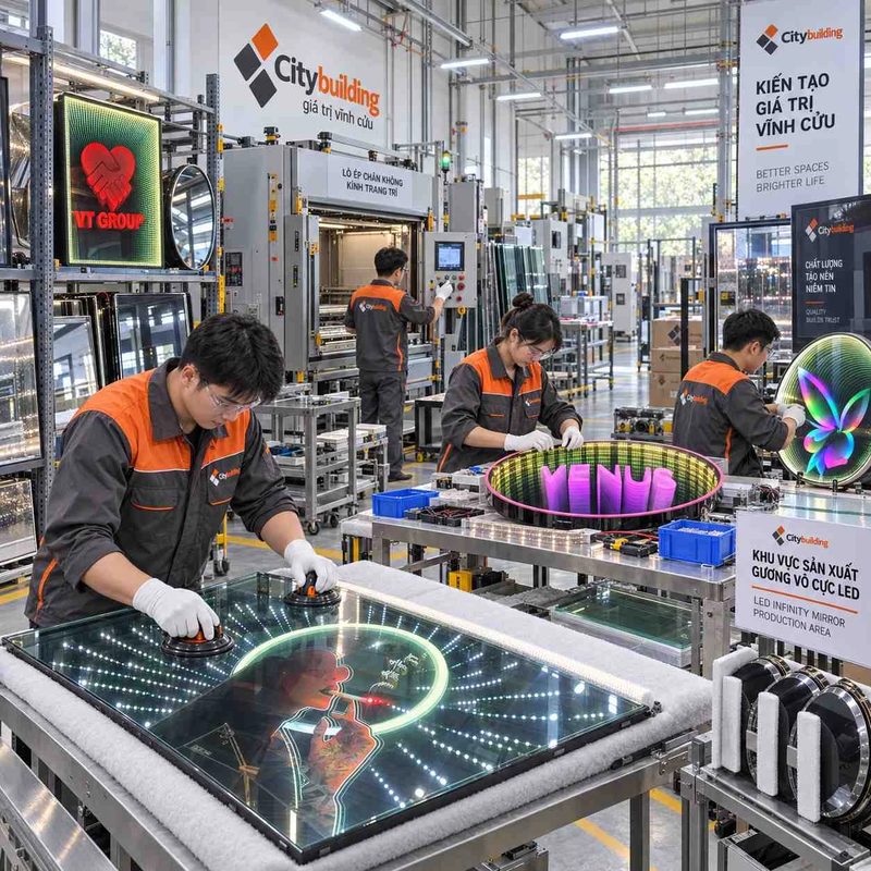 GƯƠNG VÔ CỰC LED CITYBUILDING – GIẢI PHÁP ÁNH SÁNG 3D SẢN XUẤT THEO YÊU CẦU