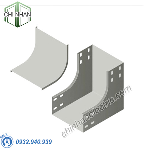 Co lên 90 độ máng cáp 200x100, Dày 1.5mm, Sơn tĩnh điện (Có nắp, Có nối)