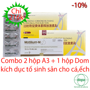 COMBO 2 HỘP A3 + 1 HỘP DOM KÍCH DỤC TỐ SINH SẢN ĐẺ NHÂN TẠO CHO CÁ, ẾCH