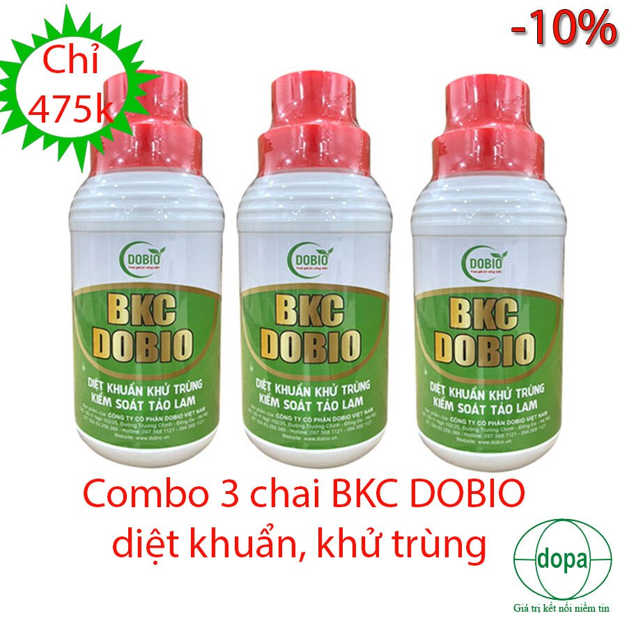 COMBO 3 CHAI BKC DOBIO THUỐC DIỆT KHUẨN, KHỬ TRÙNG VÀ KIỂM SOÁT TẢO LAM