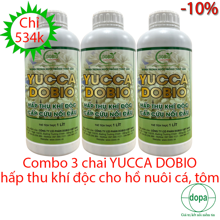 COMBO 3 CHAI YUCCA DOBIO - HẤP THU KHÍ ĐỘC, CẤP CỨU NỔI ĐẦU, CHỐNG SỐC, GIẢM STRESS CÁ TÔM.