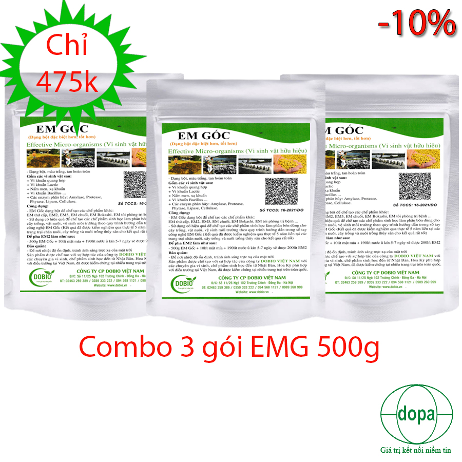 COMBO 3 GÓI EMG 500G CHẾ PHẨM SINH HỌC MEN VI SINH EM GỐC DẠNG BỘT MỚI ĐẬM ĐẶC