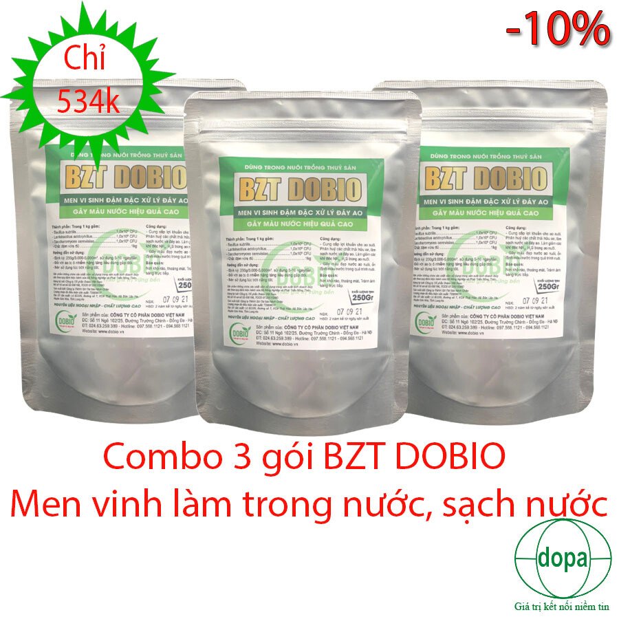 COMBO 3 GÓI MEN VI SINH BZT DOBIO LÀM TRONG NƯỚC, SẠCH NƯỚC