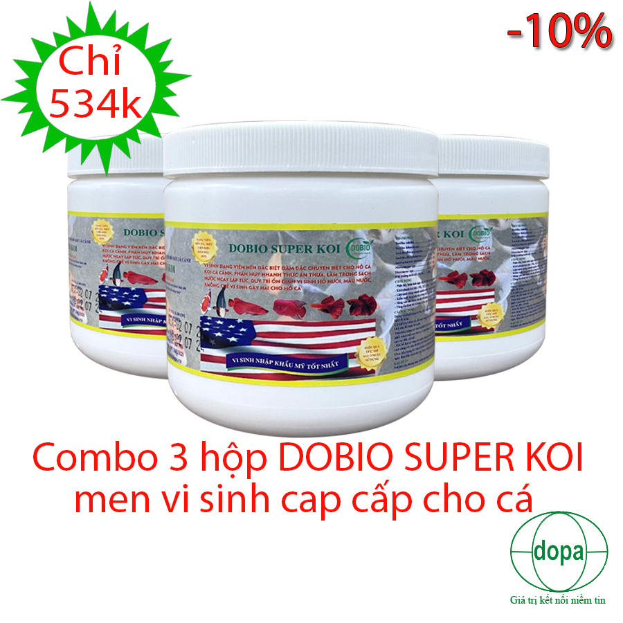 Combo 3 hộp DOBIO SUPER KOI men vi sinh cao cấp cho cá cảnh, cá koi,...