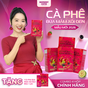 Combo 4 Hộp - Cà Phê Mâm Xôi Đen tặng 1 hộp lớn + 1 hộp nhỏ