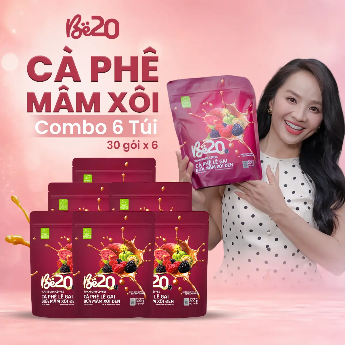 Combo 6 Túi - Cà phê Mâm Xôi Túi Zip CHÍNH HÃNG 100%