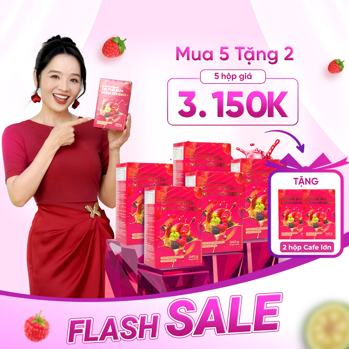 Combo 5 Hộp - Cà Phê Mâm Xôi Đen