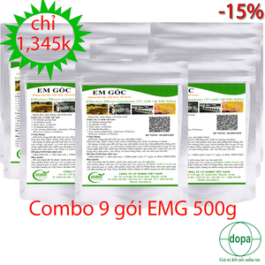 Combo 9 gói men vi sinh EMG 500g sử dụng vô nuôi trồng thủy sản.
