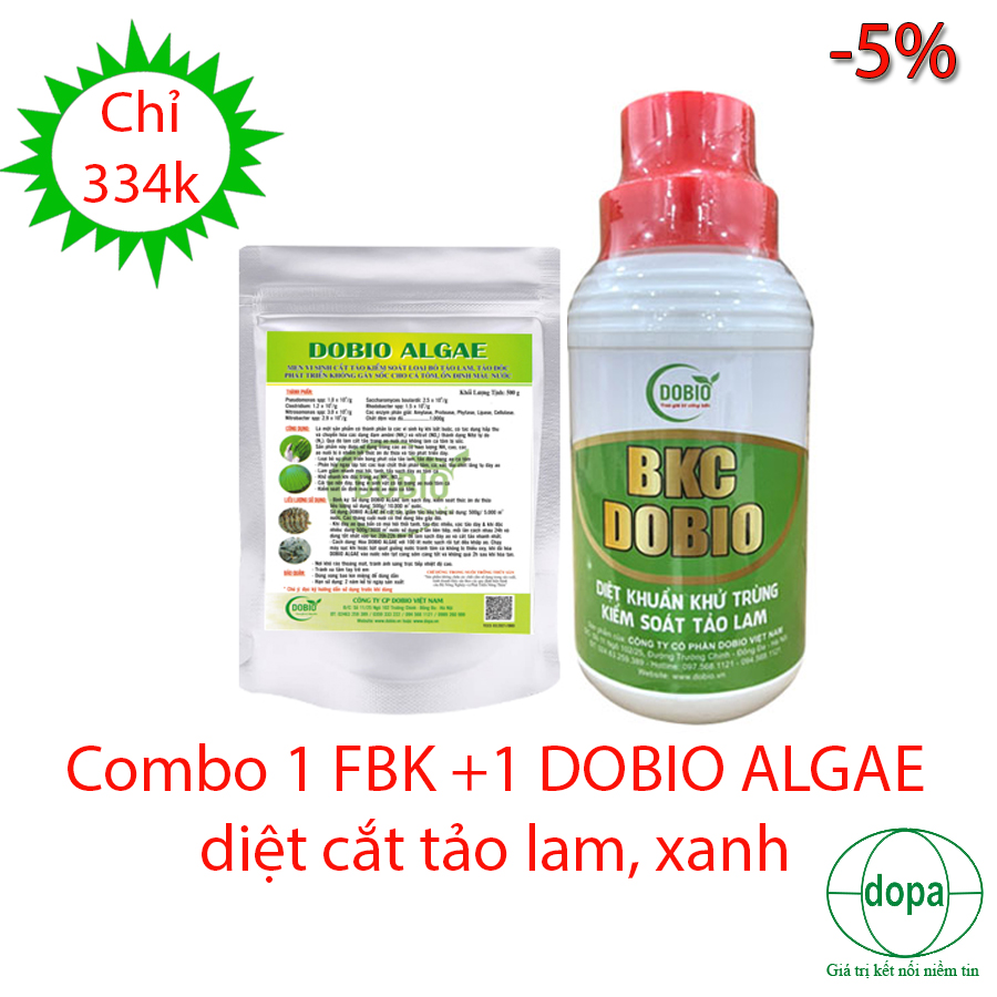 COMBO BỘ ĐÔI DIỆT TẢO LAM, XANH BKC DOBIO + DOBIO ALGAE