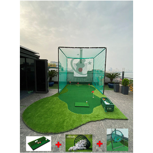 Combo Bộ Khung Lưới Tập Swing Golf Cao Cấp: Khung Golf Chất Liệu INOX, Thảm Putting Kích Thước Lớn 3.5mx5.5m Loại Cỏ Tốt Nhất