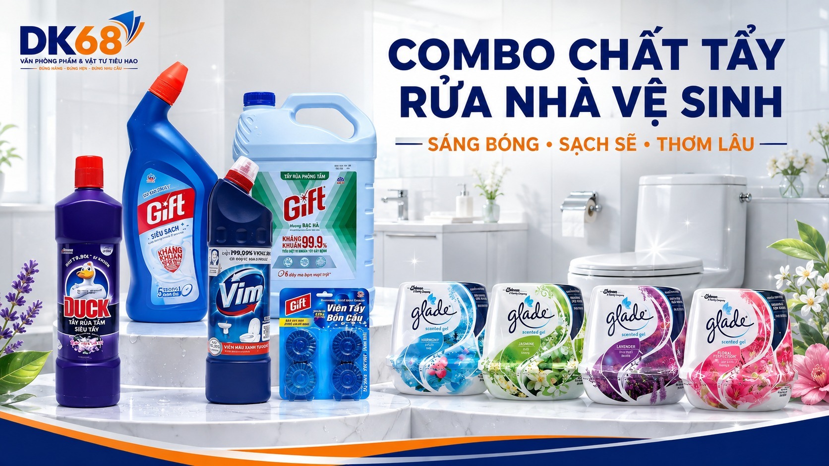 Combo chất tẩy rửa nhà vệ sinh sáng bóng sạch sẽ- thơm lâu