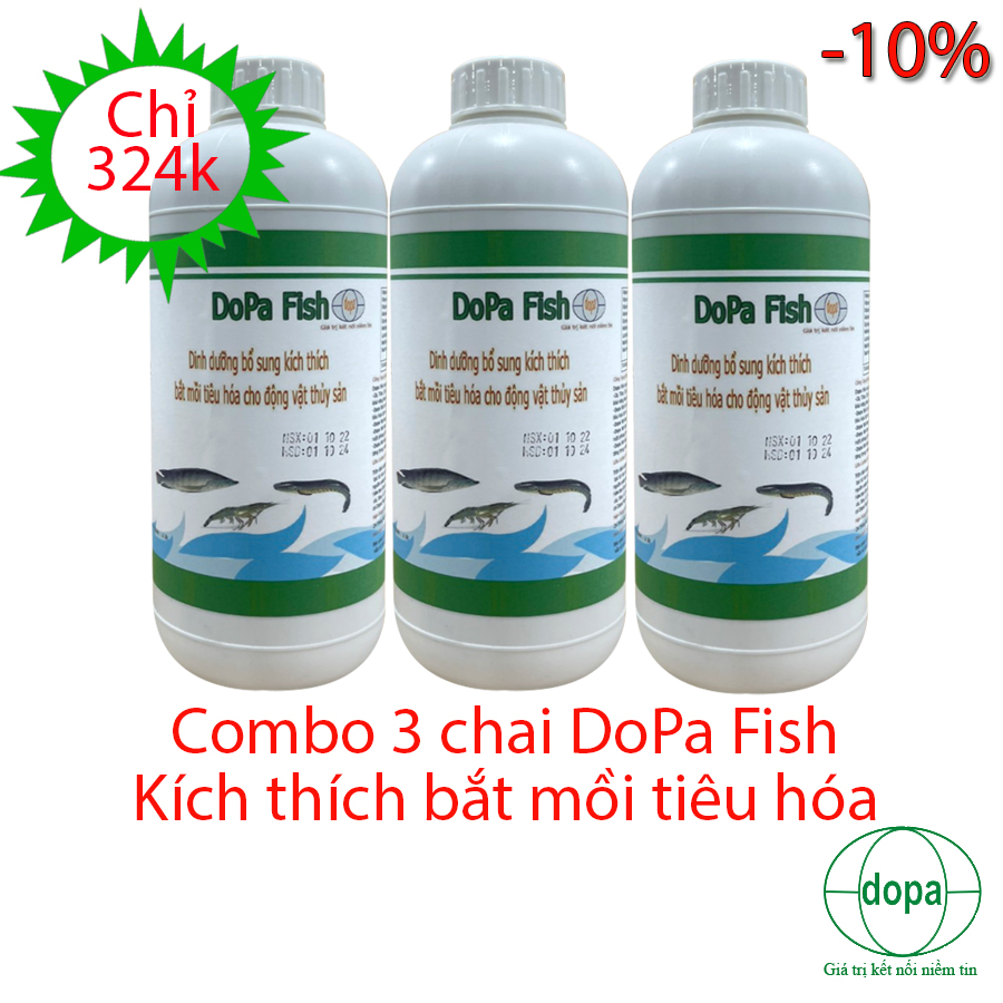 Combo 3 Chai Dopa Fish Dinh Dưỡng Bổ Sung Kích Thích Bắt Mồi, Tiêu Hóa Cho Thủy Sản
