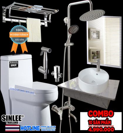 Combo Trọn Bộ Thiết Bị Phòng Tắm 10 Món Tiết Kiệm (4.990k)