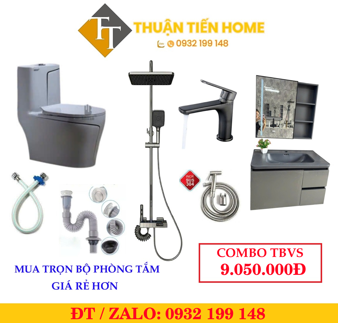 Combo Trọn Bộ Thiết Bị Phòng Tắm 7 Món Tiết Kiệm (9.050K)