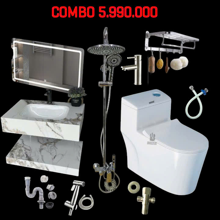 Combo Trọn Bộ Thiết Bị Phòng Tắm 9 Món Tiết Kiệm