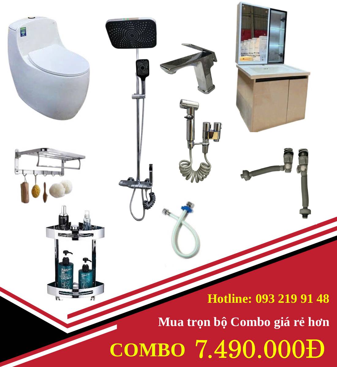 Combo Trọn Bộ Thiết Bị Phòng Tắm 9 Món Tiết Kiệm (7.490k)