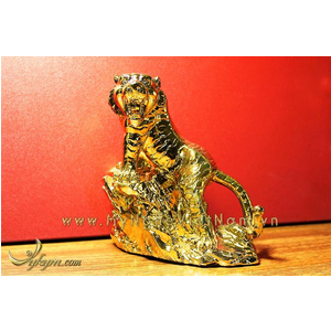 Tượng hổ đồng mạ vàng nano cao 22cm