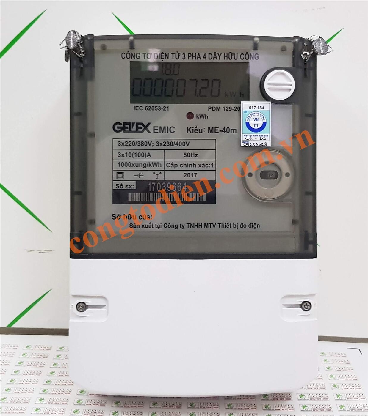 CÔNG TƠ ĐIỆN TỬ 3 PHA 1 GIÁ TRỰC TIẾP ME-40m