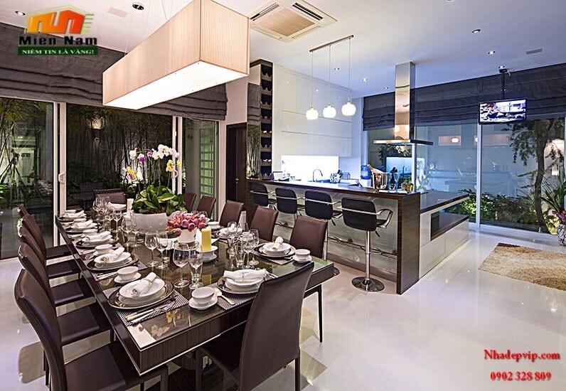 Thi công công trình biệt thự hồ bơi nhà anh Quốc Quận 3