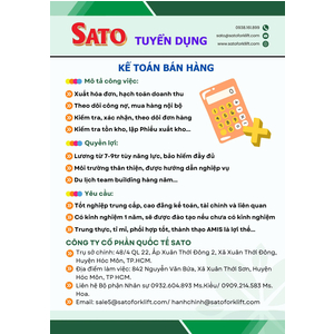 Công ty Cổ phần Quốc tế Sato tuyển dụng Kế toán bán hàng