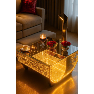 🔖 BÀN TRÀ LED NGHỆ THUẬT ÁNH VÀNG CAO CẤP – CITYBUILDING