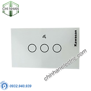 Công Tắc Cảm Ứng Chạm Mặt 3 Chữ Nhật, Hẹn Giờ Điều Khiển Qua WIFI - CT3-WIFI(B/W) - KAWASAN
