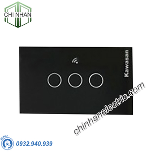 Công Tắc Cảm Ứng Chạm Mặt 3 Chữ Nhật, Hẹn Giờ Điều Khiển Qua WIFI - CT3-WIFI(B/W) - KAWASAN