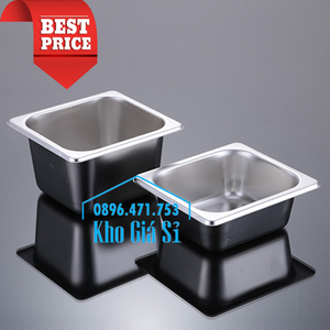 Khay inox 1/6 chiều cao 10cm đựng thạch topping trà sữa, rau câu
