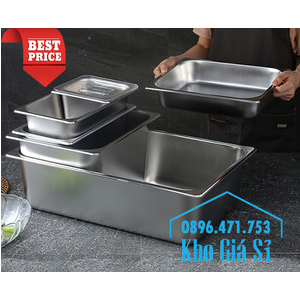 Khay inox chữ nhật 1/1 chiều cao 20cm đựng thực phẩm