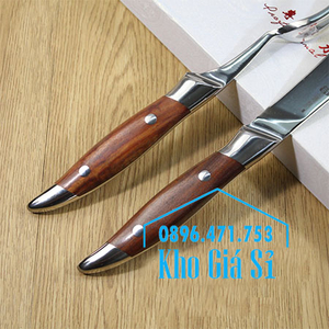 Bộ dao nĩa inox 304 cao cấp cán gỗ ăn beefsteak - nhập khẩu Nhật Bản