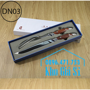 Bộ dao nĩa inox 304 cao cấp cán gỗ ăn beefsteak - nhập khẩu Nhật Bản