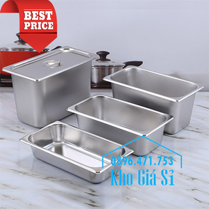 Khay inox 1/3 chiều cao 6.5cm giữ lạnh bán trái cây tự chọn