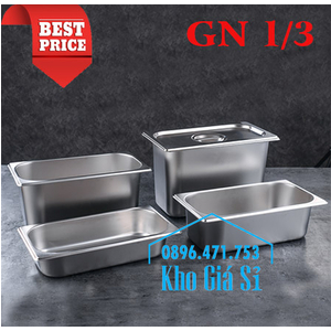 Khay inox 1/3 chiều cao 6.5cm giữ lạnh bán trái cây tự chọn