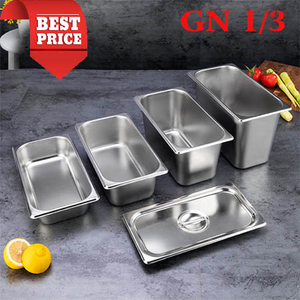 Khay inox 1/3 chiều cao 20cm đựng dụng cụ bếp dao kéo, vá múc