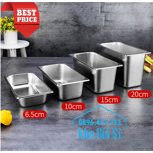 Khay inox 1/3 chiều cao 20cm đựng dụng cụ bếp dao kéo, vá múc