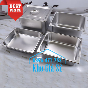 Khay inox 1/2 chiều cao 20cm đựng và nấu chín thức ăn trực tiếp