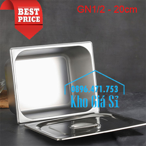 Khay inox 1/2 chiều cao 20cm đựng và nấu chín thức ăn trực tiếp