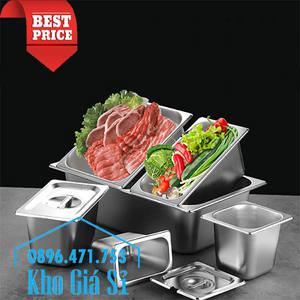 Khay inox 1/2 chiều cao 15cm đựng rau sống, củ quả, trái cây tươi