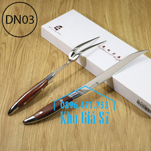 Bộ dao nĩa inox 304 cao cấp cán gỗ ăn beefsteak - nhập khẩu Nhật Bản