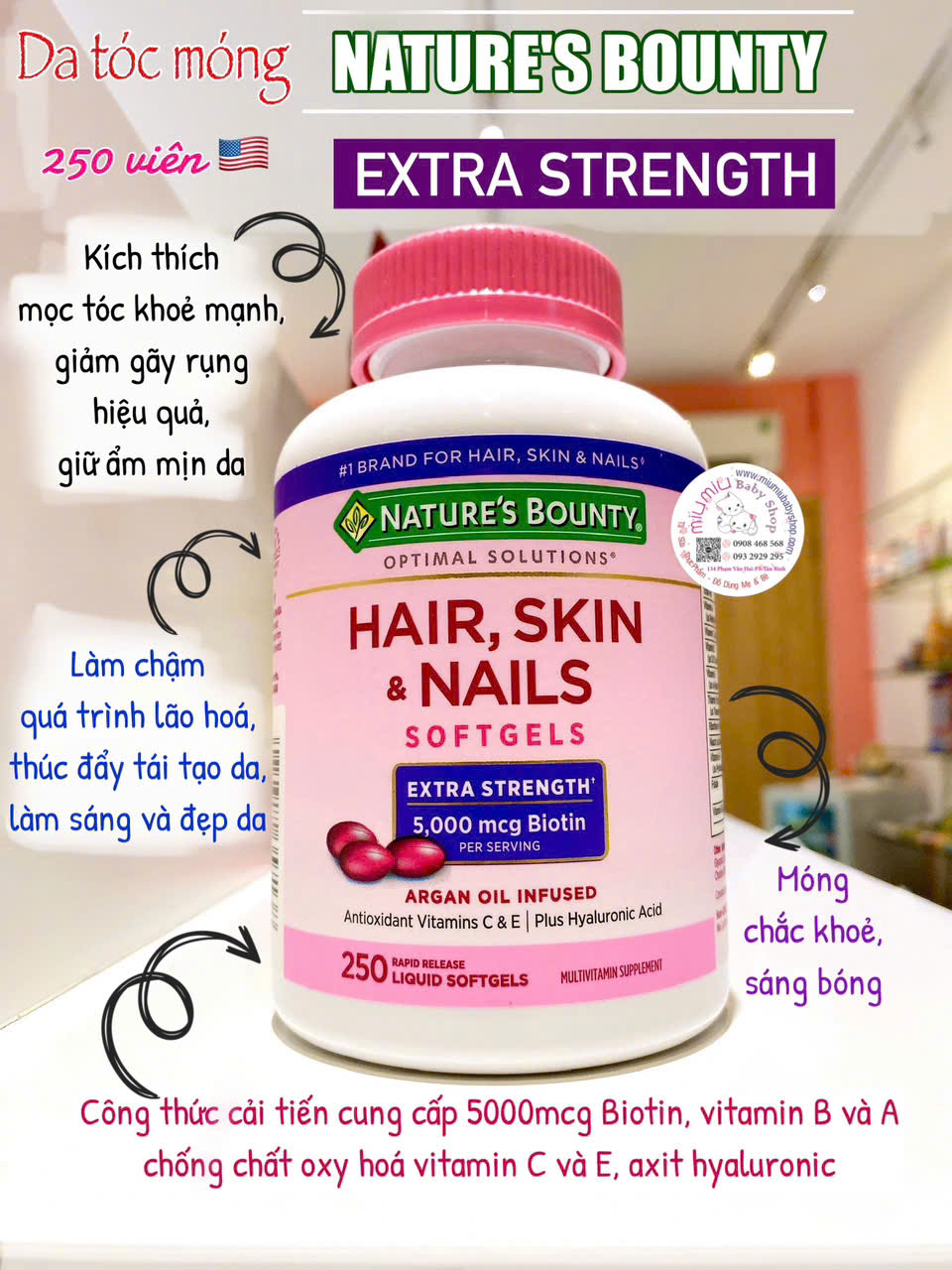 Da tóc móng hồng - 250 viên