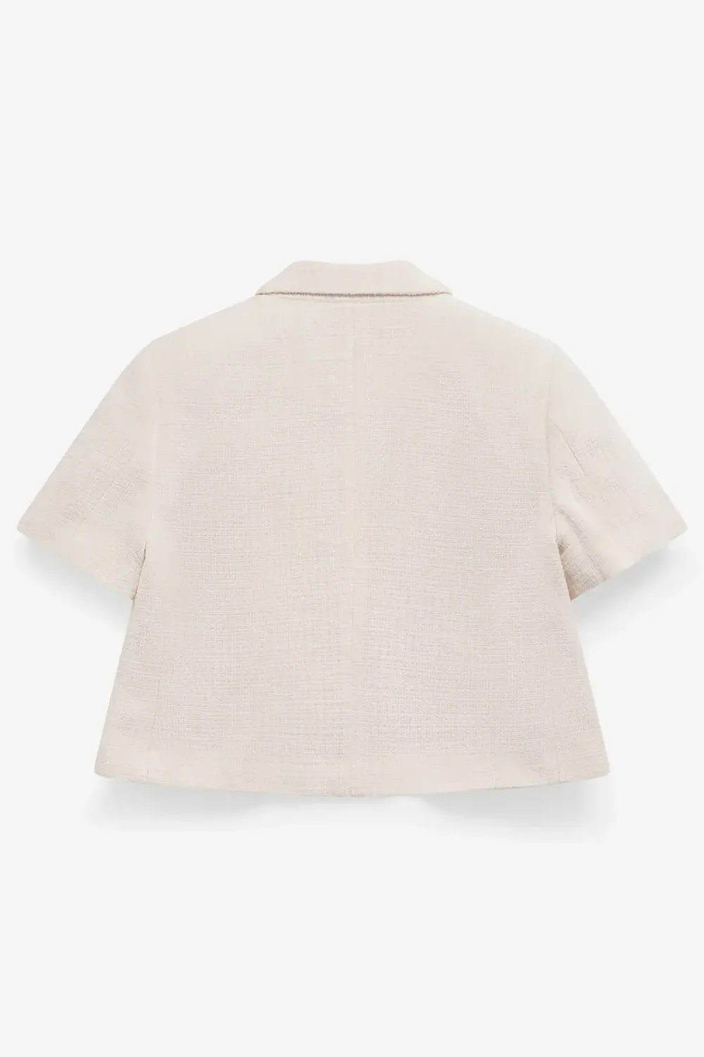 Áo blazer nữ tay ngắn vải tweed. Regular cropped