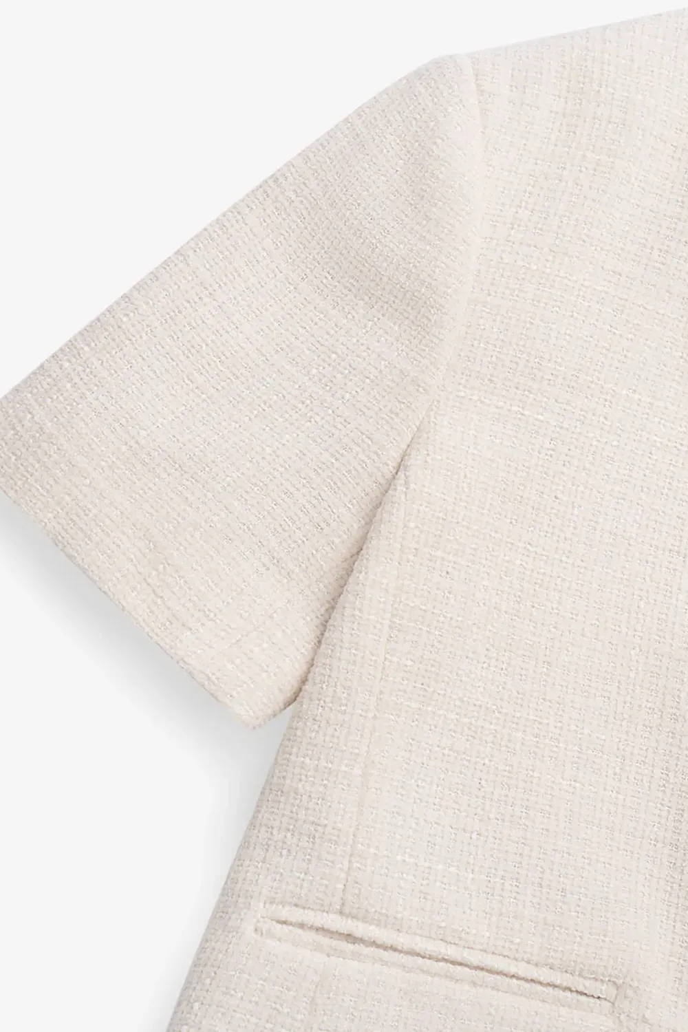 Áo blazer nữ tay ngắn vải tweed. Regular cropped