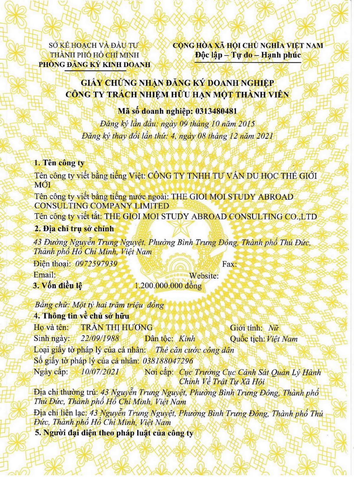 Giấy chứng nhận đăng ký doanh nghiệp